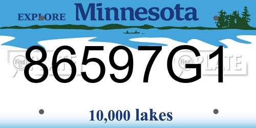 86597G1 Minnesota License Plate