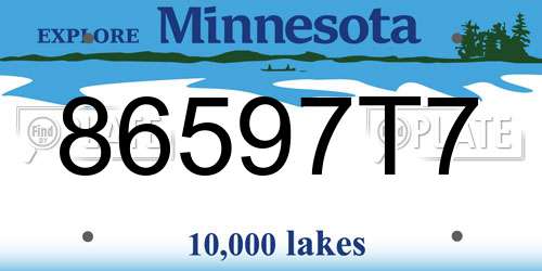 86597T7 Minnesota License Plate