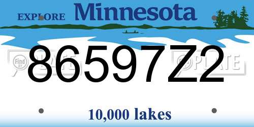 86597Z2 Minnesota License Plate