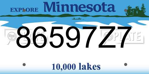 86597Z7 Minnesota License Plate