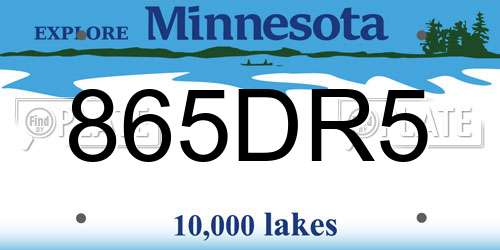 865DR5 Minnesota License Plate
