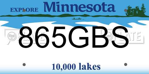 865GBS Minnesota License Plate