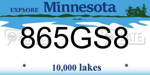 865GS8 Minnesota License Plate