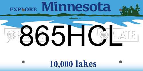 865HCL Minnesota License Plate
