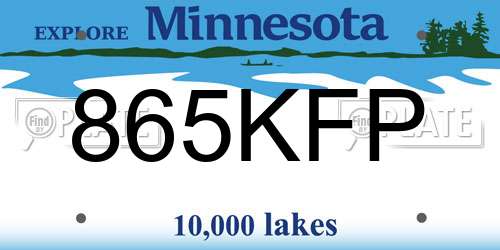 865KFP Minnesota License Plate