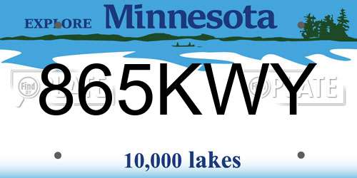 865KWY Minnesota License Plate