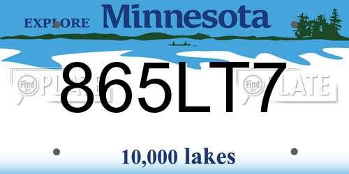 865LT7 Minnesota License Plate