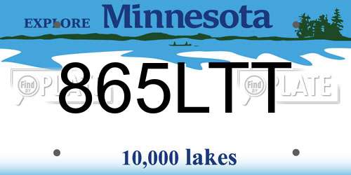 865LTT Minnesota License Plate