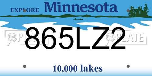 865LZ2 Minnesota License Plate