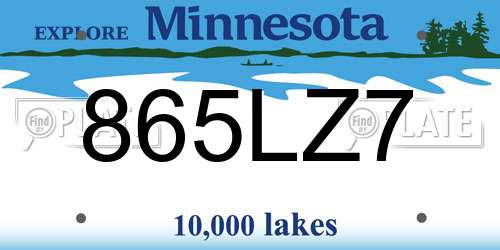 865LZ7 Minnesota License Plate