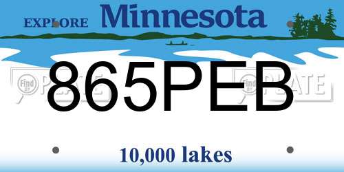 865PEB Minnesota License Plate