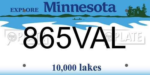 865VAL Minnesota License Plate