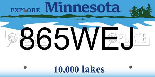 865WEJ Minnesota License Plate