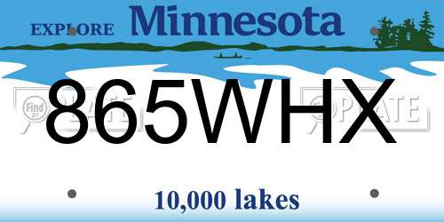 865WHX Minnesota License Plate