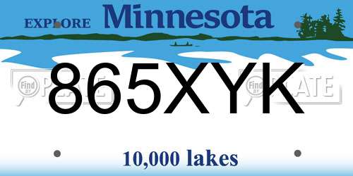 865XYK Minnesota License Plate