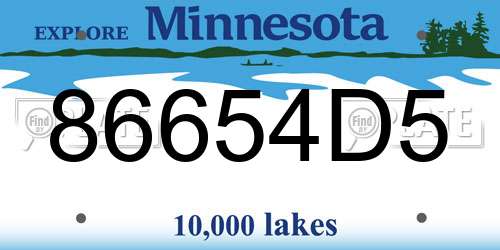 86654D5 Minnesota License Plate