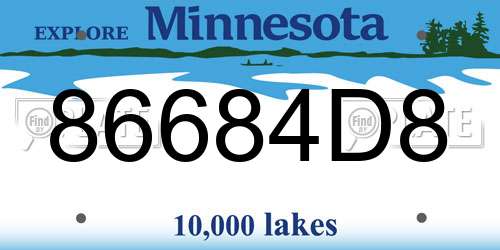 86684D8 Minnesota License Plate