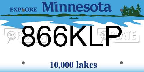 866KLP Minnesota License Plate