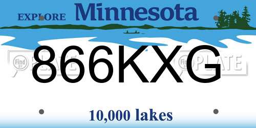 866KXG Minnesota License Plate