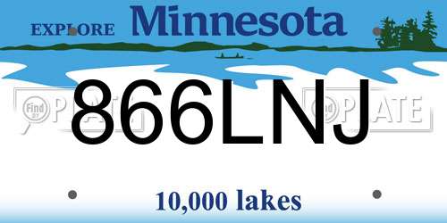 866LNJ Minnesota License Plate