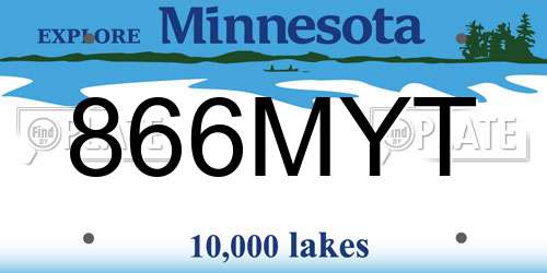 866MYT Minnesota License Plate