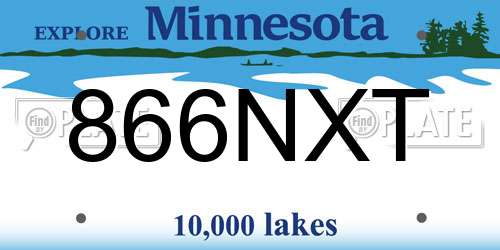 866NXT Minnesota License Plate