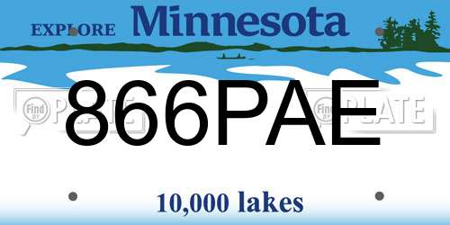 866PAE Minnesota License Plate