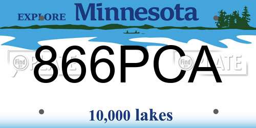 866PCA Minnesota License Plate
