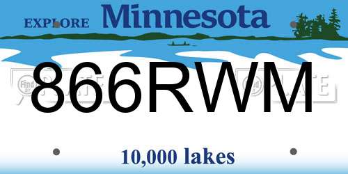 866RWM Minnesota License Plate