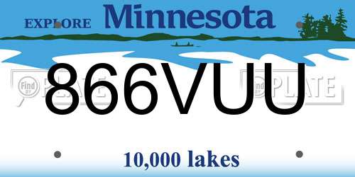 866VUU Minnesota License Plate