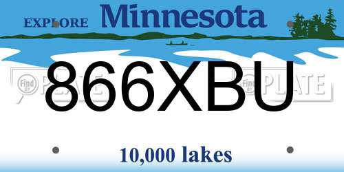 866XBU Minnesota License Plate