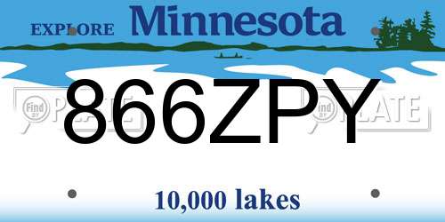 866ZPY Minnesota License Plate