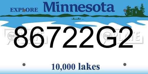 86722G2 Minnesota License Plate