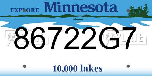 86722G7 Minnesota License Plate