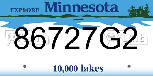 86727G2 Minnesota License Plate