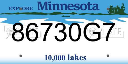 86730G7 Minnesota License Plate