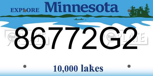 86772G2 Minnesota License Plate