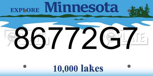 86772G7 Minnesota License Plate