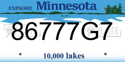 86777G7 Minnesota License Plate