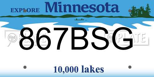 867BSG Minnesota License Plate