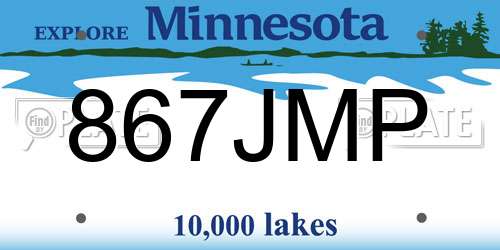 867JMP Minnesota License Plate