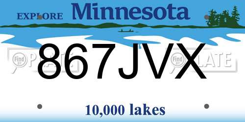 867JVX Minnesota License Plate