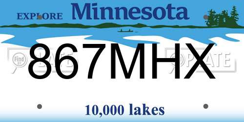 867MHX Minnesota License Plate