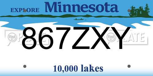 867ZXY Minnesota License Plate