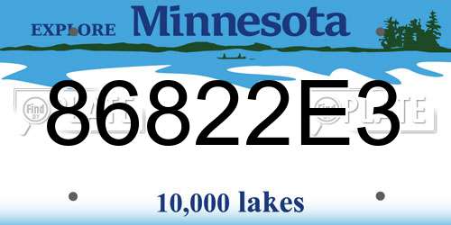 86822E3 Minnesota License Plate
