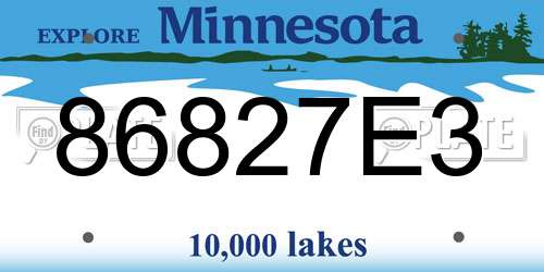 86827E3 Minnesota License Plate