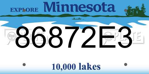 86872E3 Minnesota License Plate