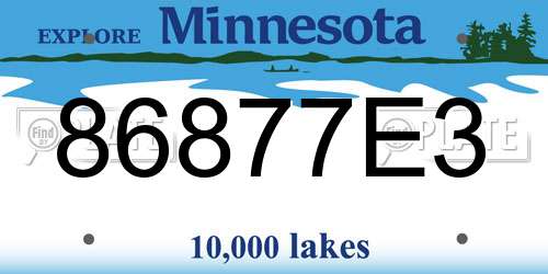 86877E3 Minnesota License Plate