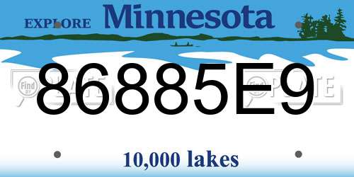 86885E9 Minnesota License Plate