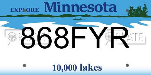 868FYR Minnesota License Plate